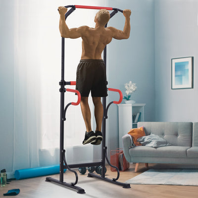 HOMCOM Steel Multi-Use Exercise Power Tower Pull Up Station Adjustable Height W/ Grips 
