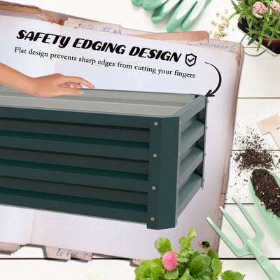 Outsunny Steel Raised Beds for Garden, Outdoor Planter Box, Set of 2, for Flowers, Herbs and Vegetables, Green 