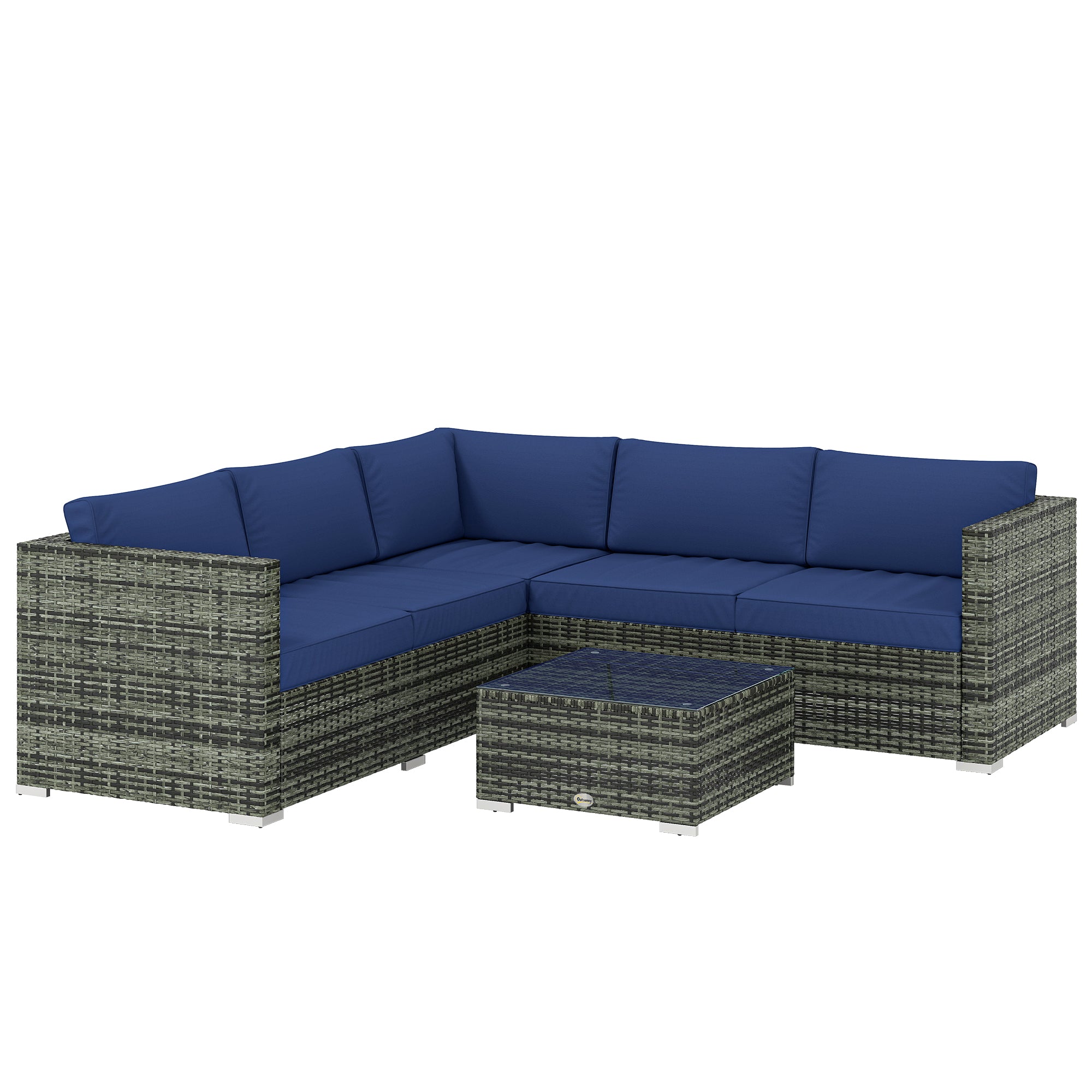 Outsunny Four-Piece Rattan Sofa Set - Blue 