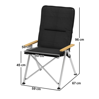 Outsunny Portable Camping Chair for Adults, High Back Folding Chair with Padded Seat and Carry Bag, Outdoor Recliner for Hiking, Fishing, Beach and Picnic, Black 