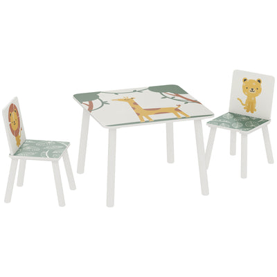 AIYAPLAY 3-Piece Toddler Table and Chair Set, Kids Table with 2 Chairs Set for Bedroom, Nursery, Playroom, Green 