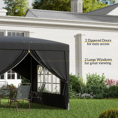 Outsunny 3 x 3(m) Pop Up Gazebo, Water and UV Resistant Party Tent Camping Canopy Marquee with  Carry Bag, Black 