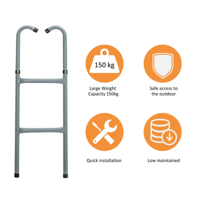 HOMCOM 6-10ft Trampoline Ladder Galvanized w/ Non-slip Mat 