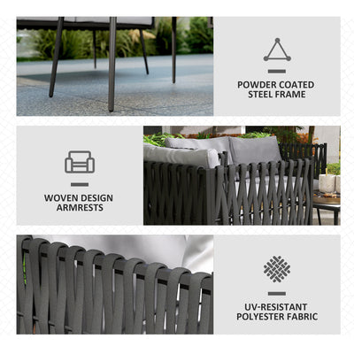 Outsunny 4-Piece Garden Furniture Set with Cushions - Light Grey 