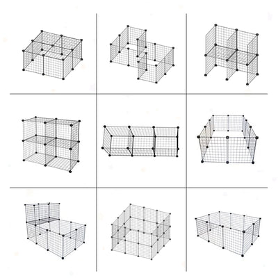 PawHut Pet Playpen DIY Small Animal Cage Enclosure Metal Wire Fence 39 Panels with 3 Doors 2 Ramps for Kitten Bunny Chinchilla Pet Mink Black 