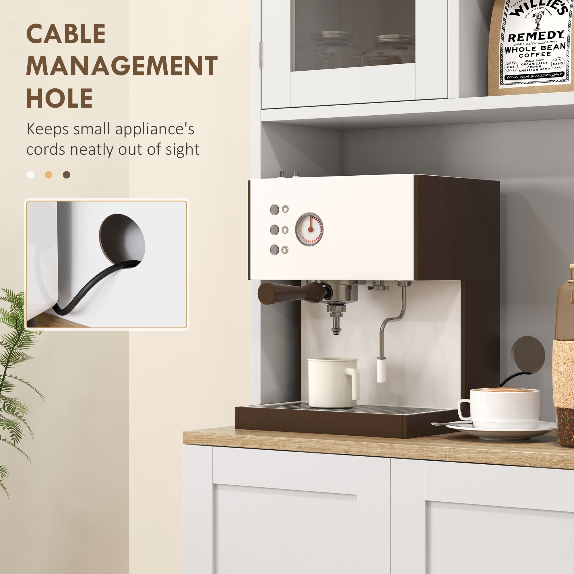 HOMCOM Two-Part Kitchen Storage Cabinet - White 