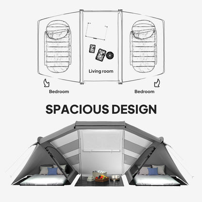 Outsunny 4-6 Man UV Protection Camping Tent - Charcoal Grey and White 