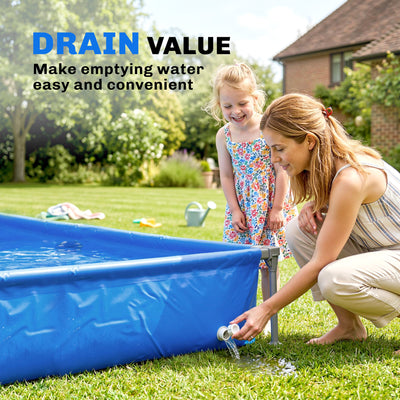Outsunny Metal Frame Swimming Pool, Rectangular Above Ground Frame Pool with Repair Patch, 229 x 160 x 43 cm, Blue 