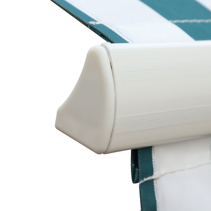 Outsunny Manual Retractable Awning, size (4m x3m)-Green/White Stripes