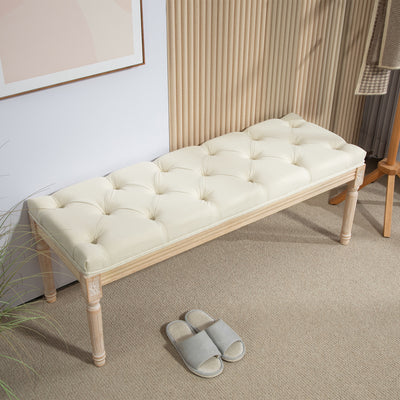 HOMCOM Vintage Wooden Bed End Bench - Cream White 