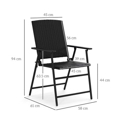 Outsunny Set of Two Folding Rattan Seat Chairs - Black 