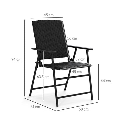 Outsunny Set of Two Folding Rattan Seat Chairs - Black 