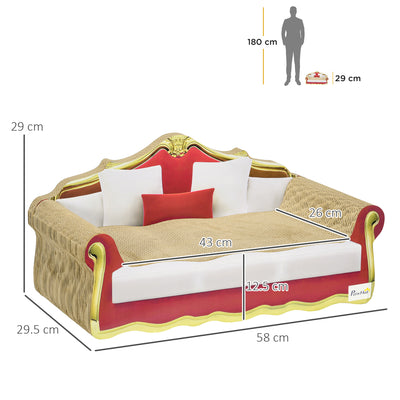 PawHut Cat Cardboard Scratcher, Lounge Sofa Bed with Catnip, 58 x 29.5 x 29cm 