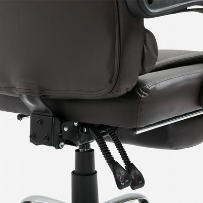 HOMCOM PU Leather Executive Office Chair, High Back Swivel Chair with Retractable Footrest, Adjustable Height, Reclining Function, Brown 