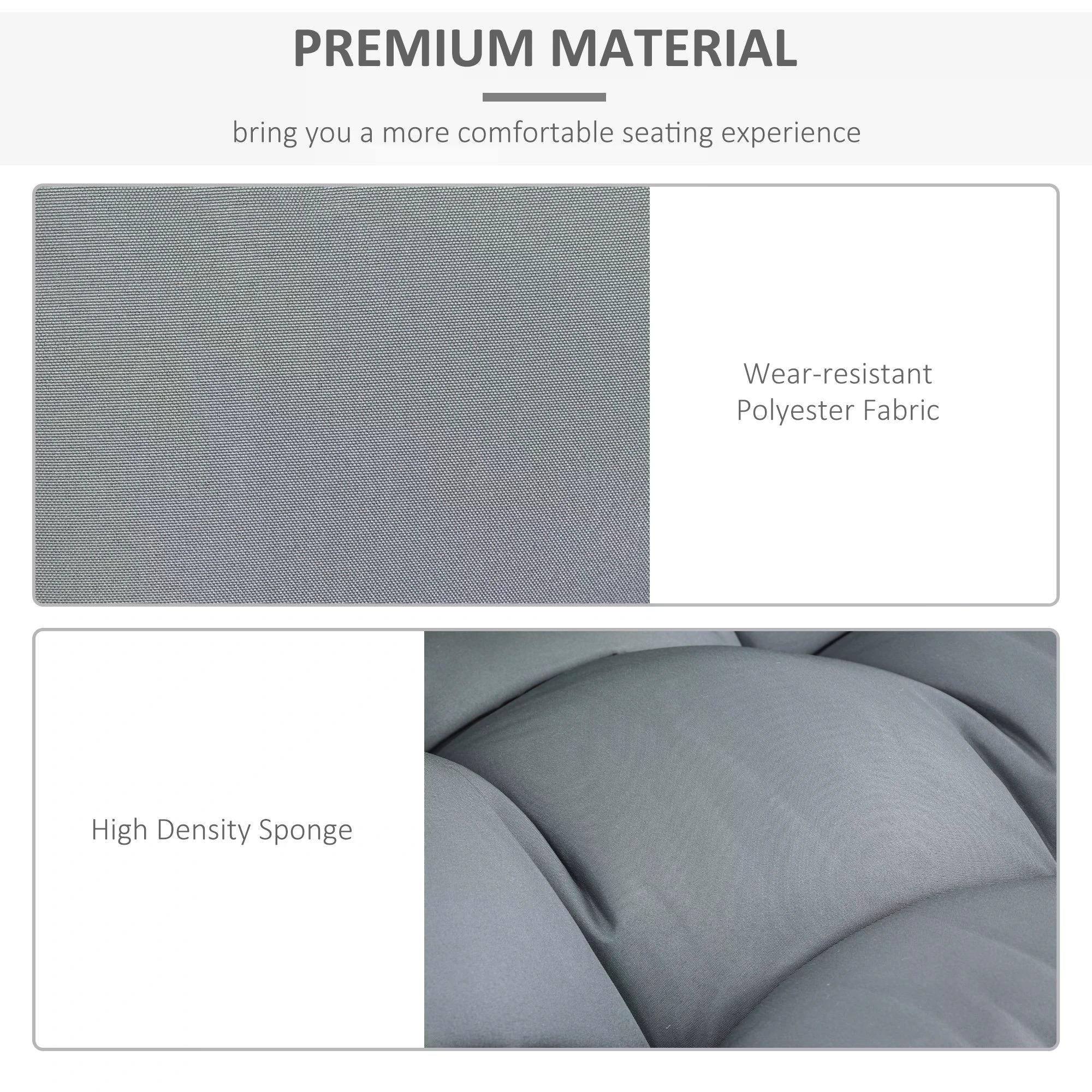 Outsunny 2Pcs Garden Tufted Pallet Cushions Seat Pad Back Cushion Indoor Outdoor Grey 