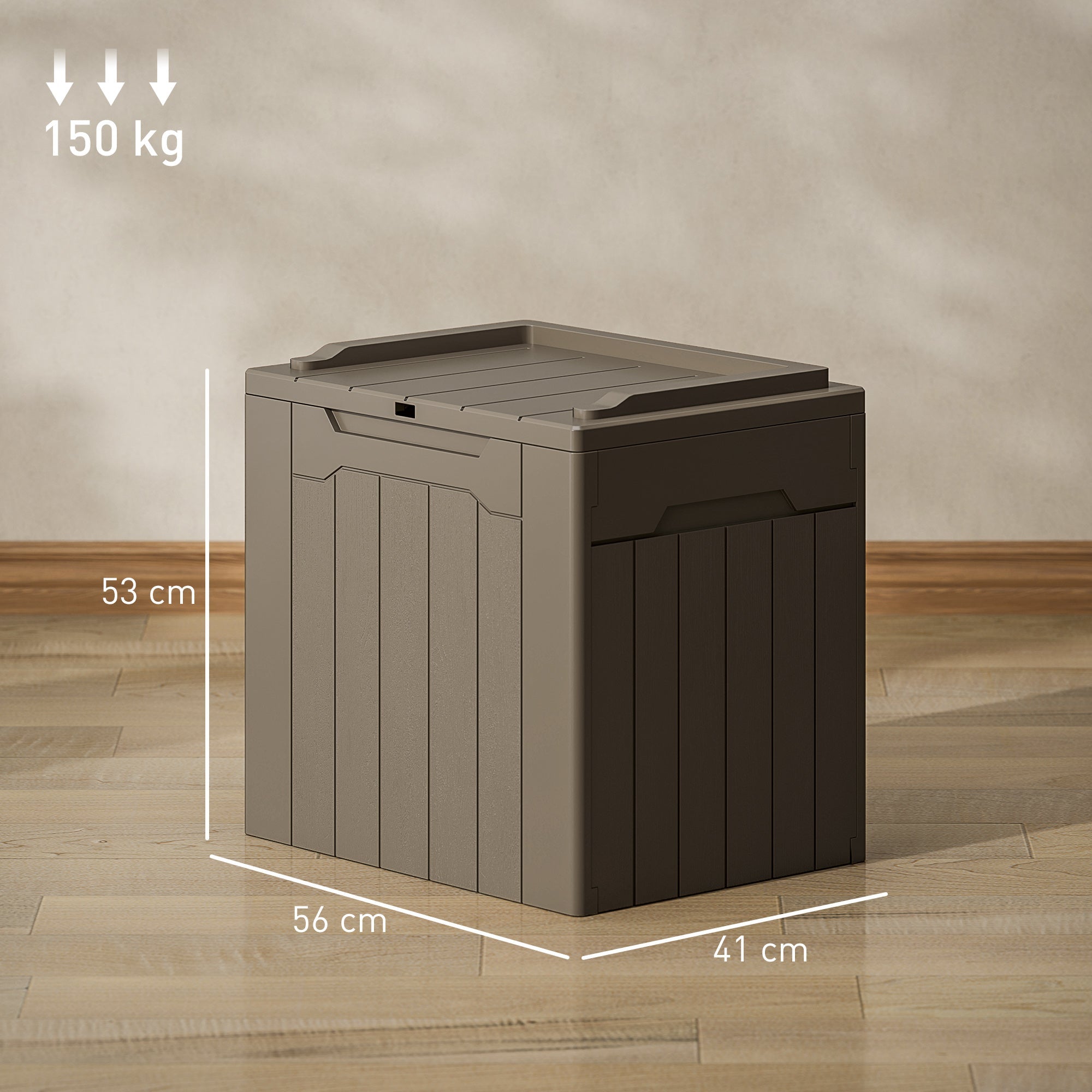 HOMCOM 107 L Plastic Storage Chest with Lid - Dark Brown 