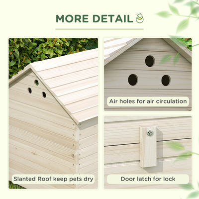 PawHut Wooden Duck House Poultry Coop for 2-4 Ducks with Openable Roof Raised Feet Air Holes Natural 