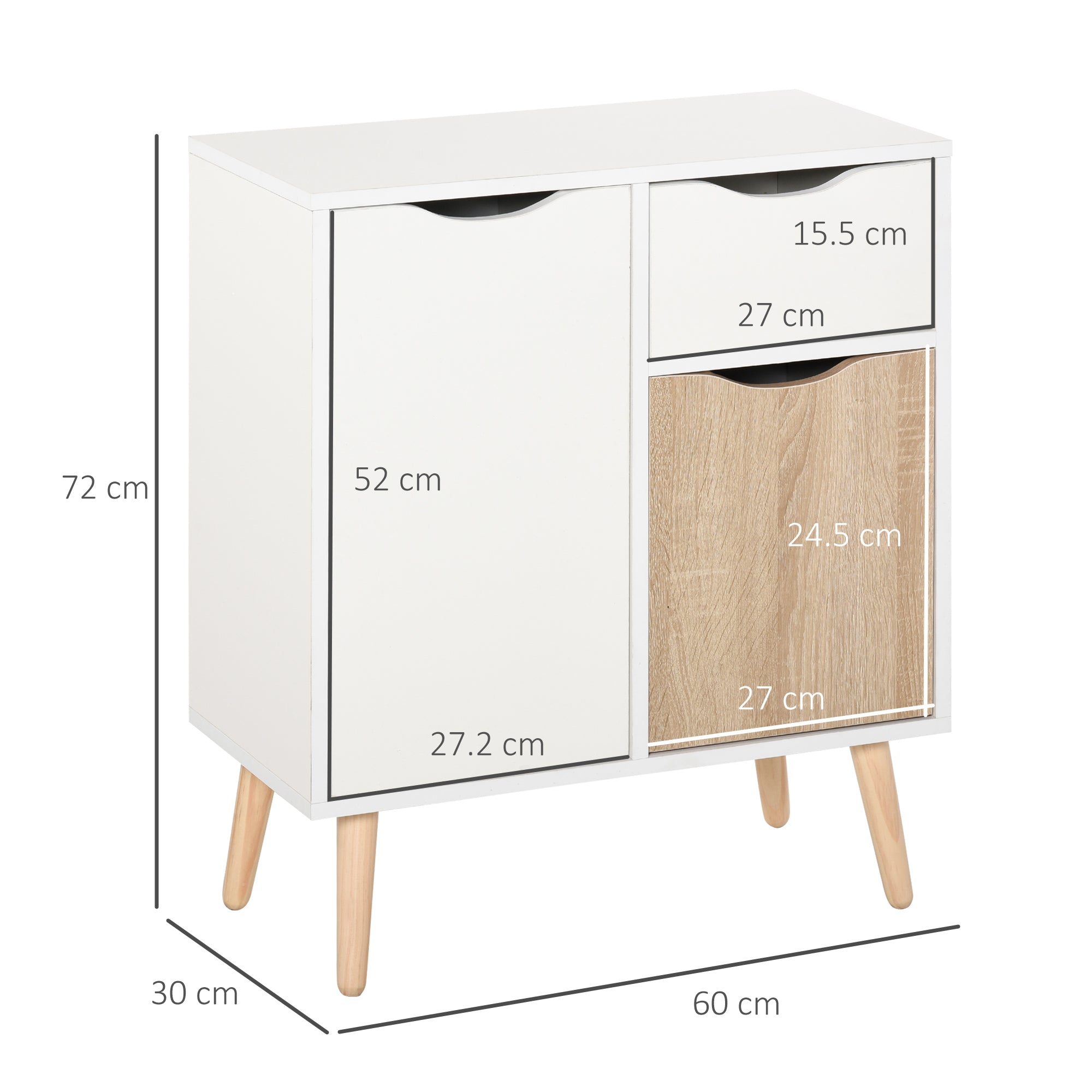 HOMCOM Sideboard Floor Cabinet Storage Cupboard with Drawer for Bedroom, Living Room, Entryway, Brown 