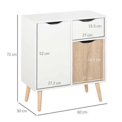 HOMCOM Sideboard Floor Cabinet Storage Cupboard with Drawer for Bedroom, Living Room, Entryway, Brown 
