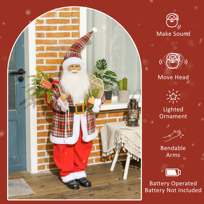 HOMCOM 4'3" Animated Santa Claus Figure, with Sound and Lights - Red/Green 
