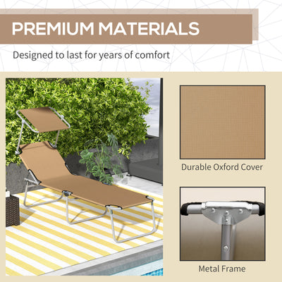 Outsunny Sun Lounger, with Adjustable Face Canopy - Brown 