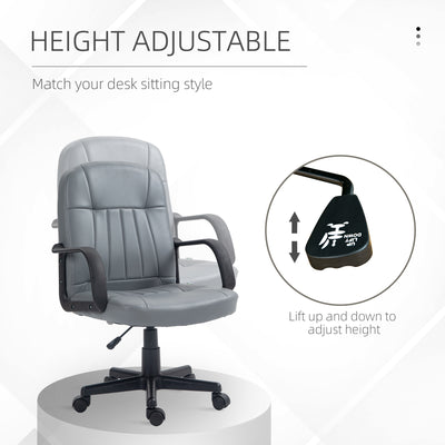 HOMCOM Swivel Executive Office Chair PU Leather Computer Desk Chair Office Furniture Gaming Seater - Grey 