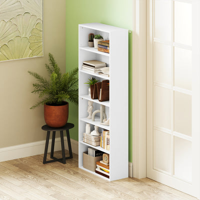 HOMCOM Six Shelf Bookcase - White 