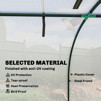 Outsunny 395 x 100 cm Low Tunnel Greenhouse - White