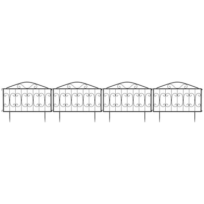 Outsunny Decorative Garden Fencing, 8PCs Outdoor Picket Fence Panels, Rustproof Metal Wire Landscape Flower Bed Border Edging Animal Barrier, Black 