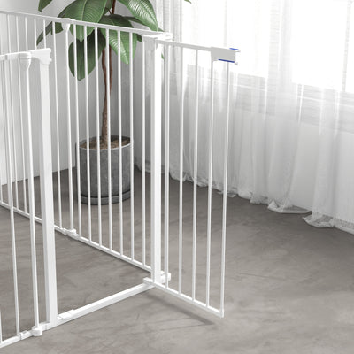 PawHut 6 Panels Foldable Dog Playpen, Puppy Pen Crate with Door - White 