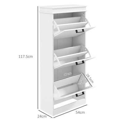 HOMCOM Three-Drawer Minimalistic Shoe Storage Cabinet, for 15 Shoes 