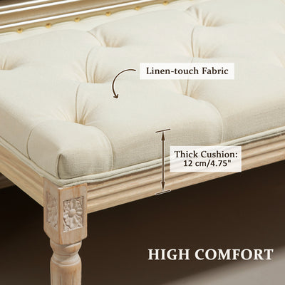 HOMCOM Vintage Wooden Bed End Bench - Cream White 