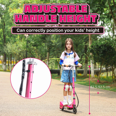 HOMCOM Foldable Electric Kids Scooter, Ride on, for Ages 7-14 Years, Pink 