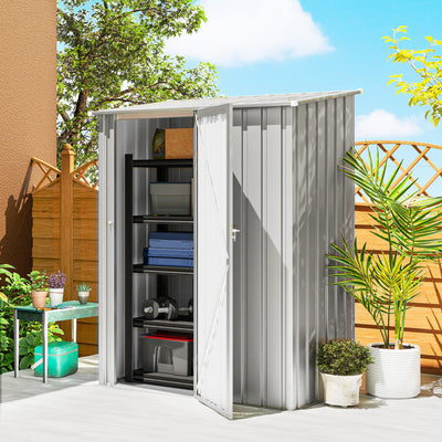 Outsunny 5ft x 3ft Garden Storage Shed, Outdoor Metal Shed with Sloped Roof, Aluminium Grey 