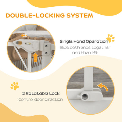 PawHut Pressure Fit Stair Gate, Dog Gate, with Auto Closing Door, Double Locking, Easy Installation, Openings 74-80cm - White 