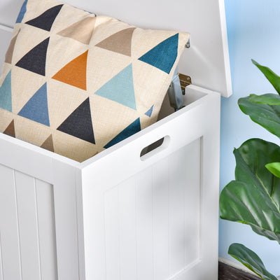 HOMCOM Lift Top Storage Chest Toy Box Organizer with Lid and Safety Hinges for Bedroom Entryway Living Room - White 