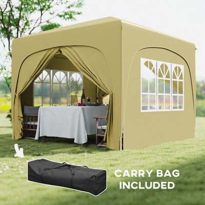 Outsunny 3 x 3m Pop-Up Gazebo Shelter, with Accessories - Sand 