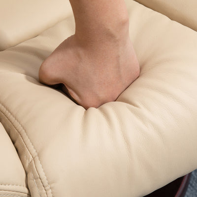 HOMCOM Faux Leather 135\'c2\'b0 Reclining Chair and Footstool - Beige 