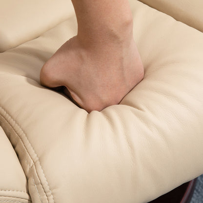 HOMCOM Faux Leather 135\'c2\'b0 Reclining Chair and Footstool - Beige