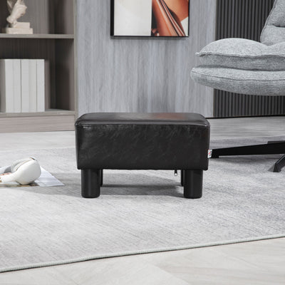 HOMCOM PU Leather Footstool Ottoman Cube with 4 Plastic Legs, Brown 