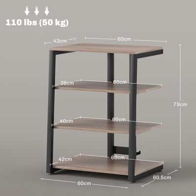 HOMCOM HiFi Stand, with Four Storage Shelves - Grey 