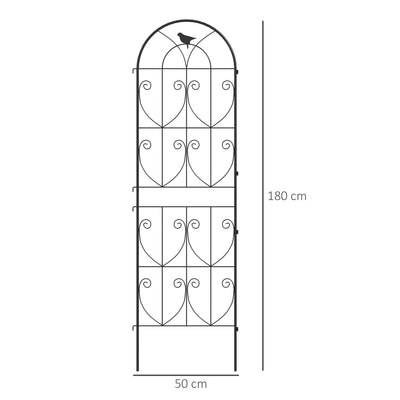 Outsunny Set of 2 Garden Trellis, Metal Fence Panels for Climbing Outdoor Plants, Flowers, 180 x 50cm 