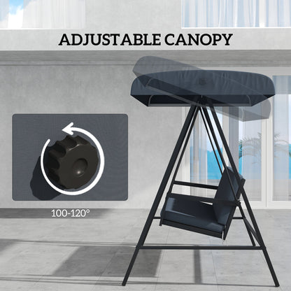 Outsunny Three-Seat Garden Swing Chair, with Adjustable Canopy - Dark Grey 