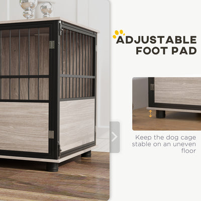 PawHut 80cm Furniture Style Dog Crate Dog Cage End Table Indoor with 3 Doors Soft Washable Cushion, for Medium Sized Dogs 