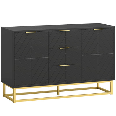 HOMCOM Sideboard with 3 Drawers and Adjustable Shelves for Living Room - Black 