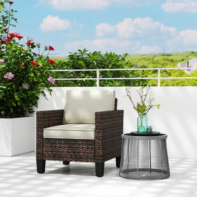 Outsunny Single Rattan Armchair, with Cushions - Brown 