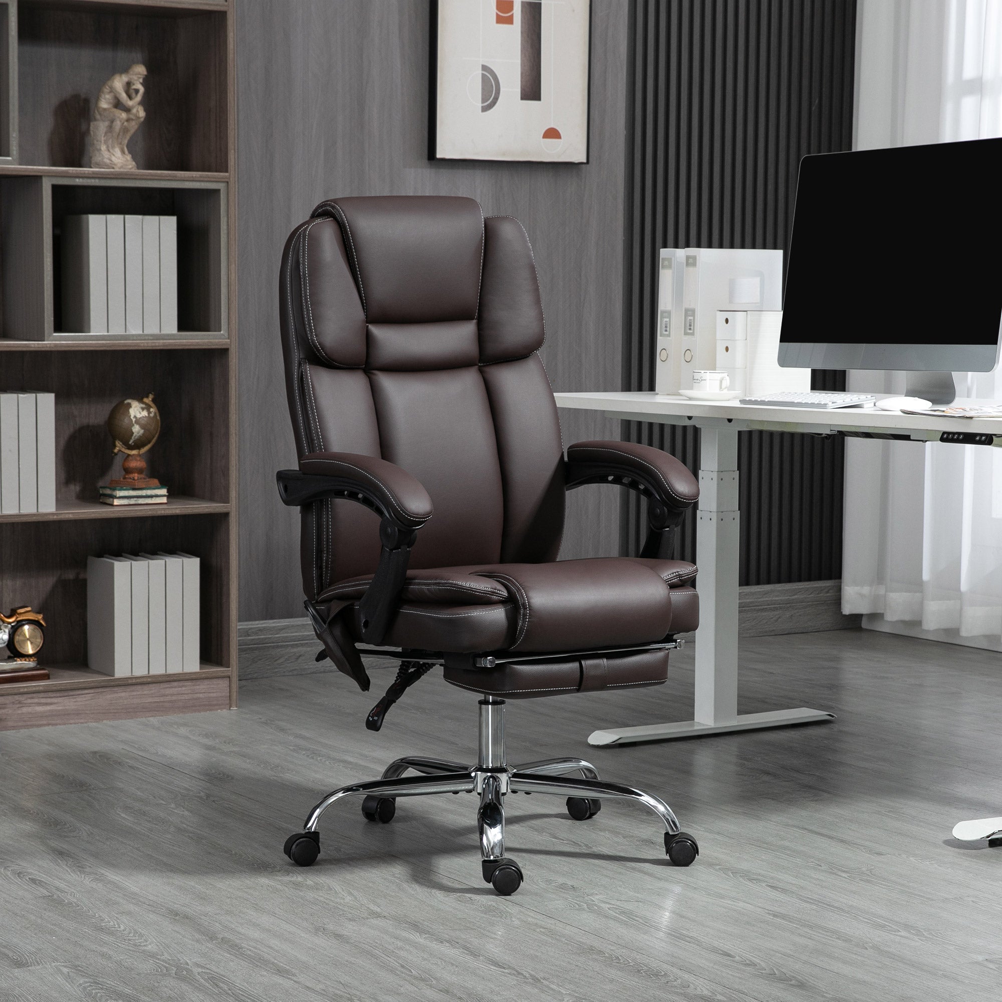 Vinsetto Six Point Vibrating Massage Office Chair - Dark Brown 
