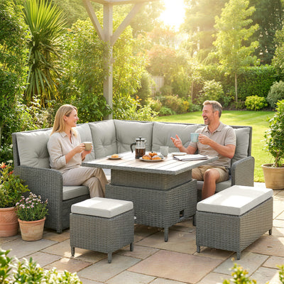 Outsunny 6 Pieces Outdoor PE Rattan Garden Furniture, Patio Wicker Sectional Conversation Corner Sofa 