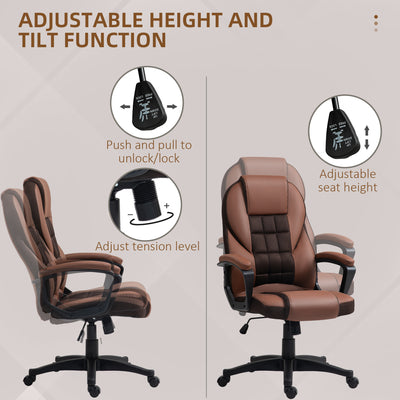 HOMCOM Faux Leather Office Chair - Brown 