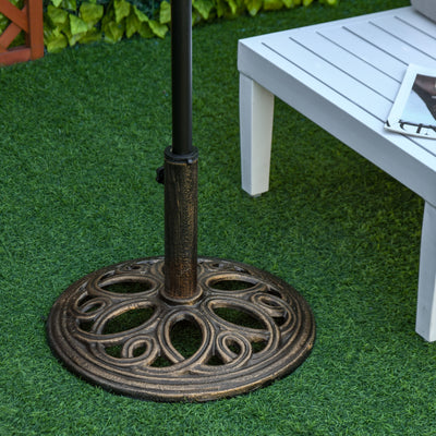 Outsunny 11.5 kg Cast Metal Round Patio Umbrella Base Stand, Umbrella Holder for Outdoor, Patio, Garden, Bronze Tone 